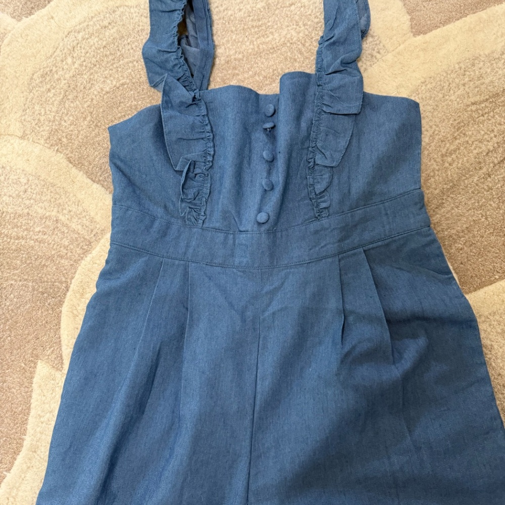 Blue Ruffled Jumpsuit - Picture 4 of 5